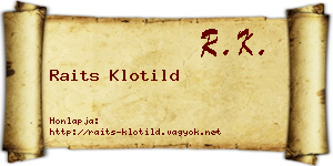 Raits Klotild névjegykártya